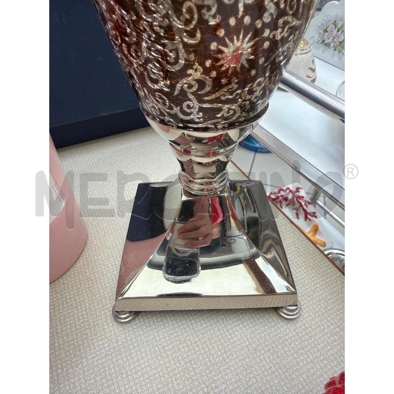 VASO BASE ACCIAIO QUADRATO VETRO E MARRO | Mercatino dell'Usato Trapani via libica 3