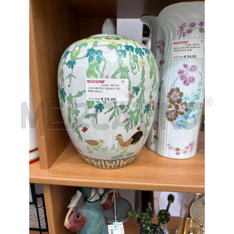 VASO BUTISC BIANCO VERDE GALLO | Mercatino dell'Usato Trapani via libica 1