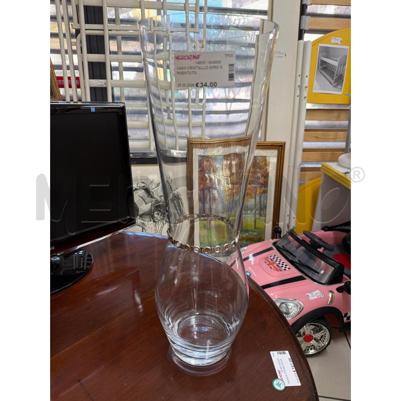 VASO CRISTALLO GIRO ARGENTATO | Mercatino dell'Usato Trapani via libica 1
