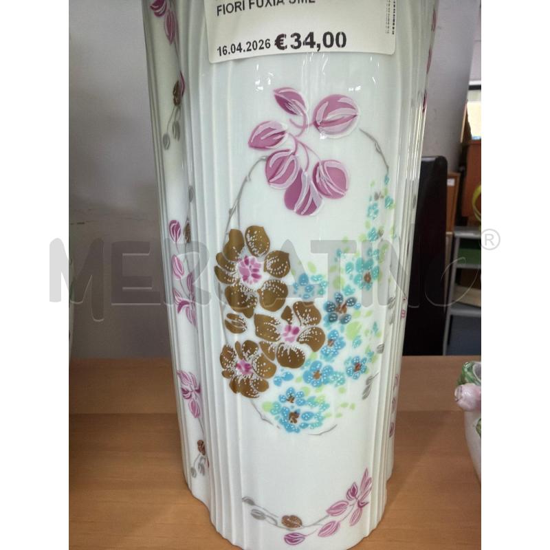 VASO LIMOGES BIANCO E FIORI FUXIA SMERLATO DORATO | Mercatino dell'Usato Trapani via libica 2