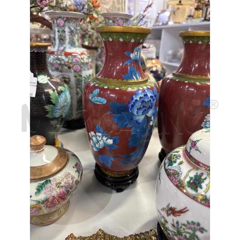 VASO ORIENTALE SMALTATO ALT 25 FIORI AZZURRI | Mercatino dell'Usato Trapani via libica 1