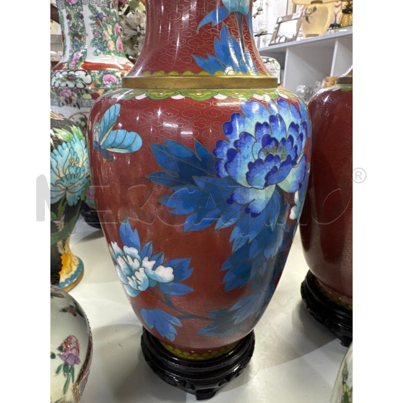 VASO ORIENTALE SMALTATO ALT 25 FIORI AZZURRI | Mercatino dell'Usato Trapani via libica 2