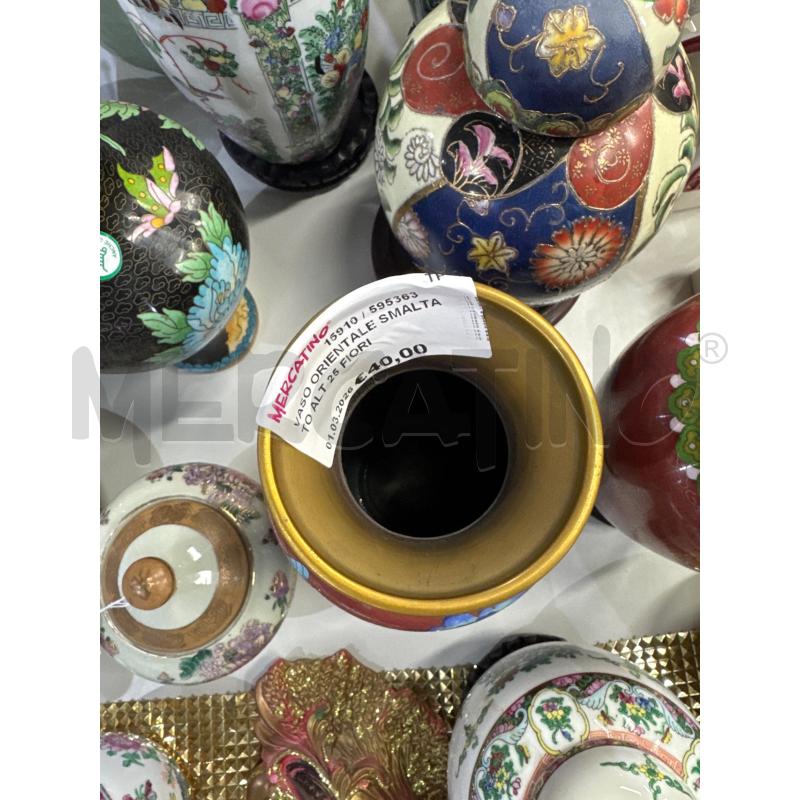VASO ORIENTALE SMALTATO ALT 25 FIORI AZZURRI | Mercatino dell'Usato Trapani via libica 3
