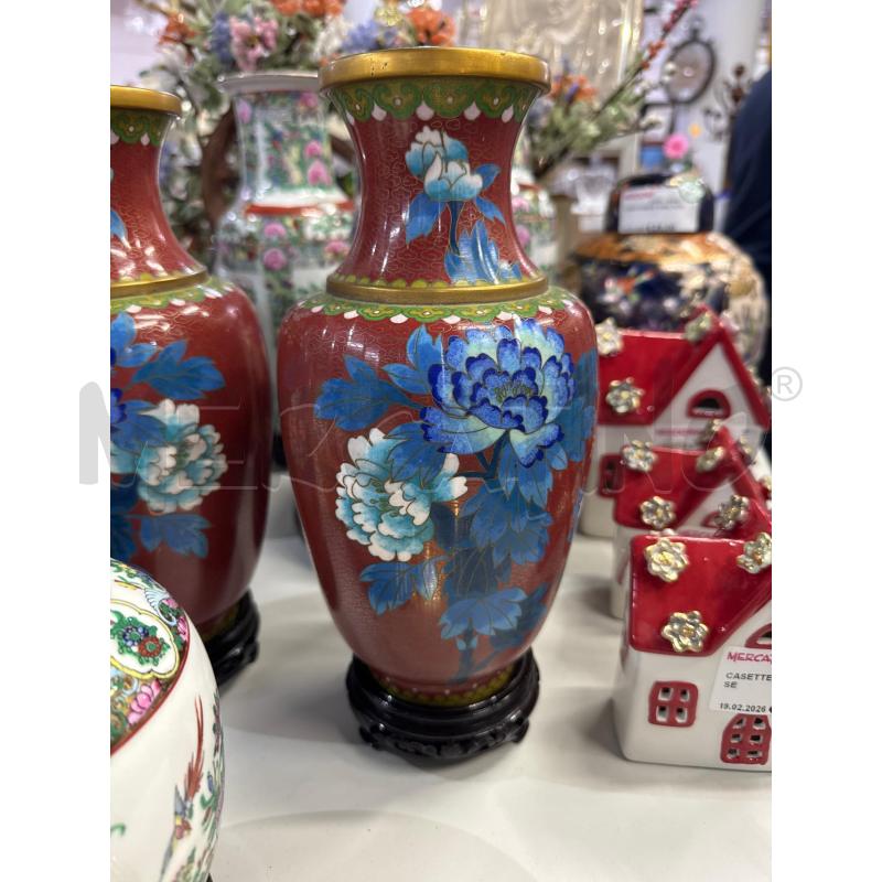 VASO ORIENTALE SMALTATO ALT 25 FIORI AZZURRI | Mercatino dell'Usato Trapani via libica 1