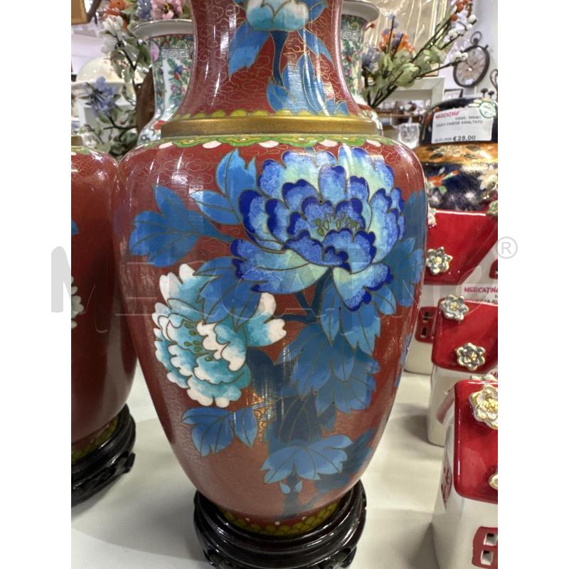 VASO ORIENTALE SMALTATO ALT 25 FIORI AZZURRI | Mercatino dell'Usato Trapani via libica 2