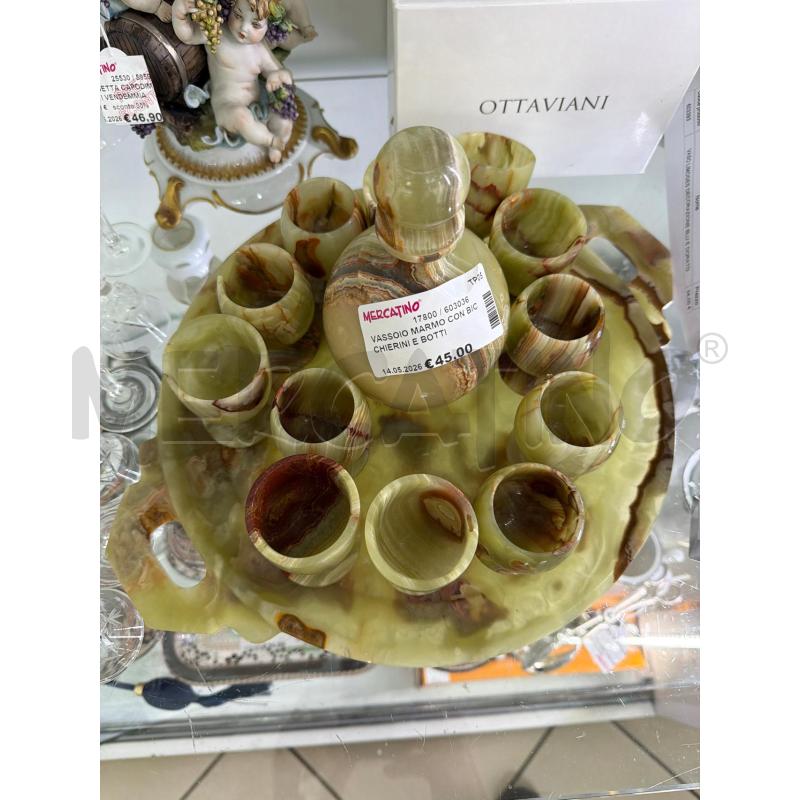 VASSOIO MARMO CON BICCHIERINI E BOTTIGLIA  | Mercatino dell'Usato Trapani via libica 2
