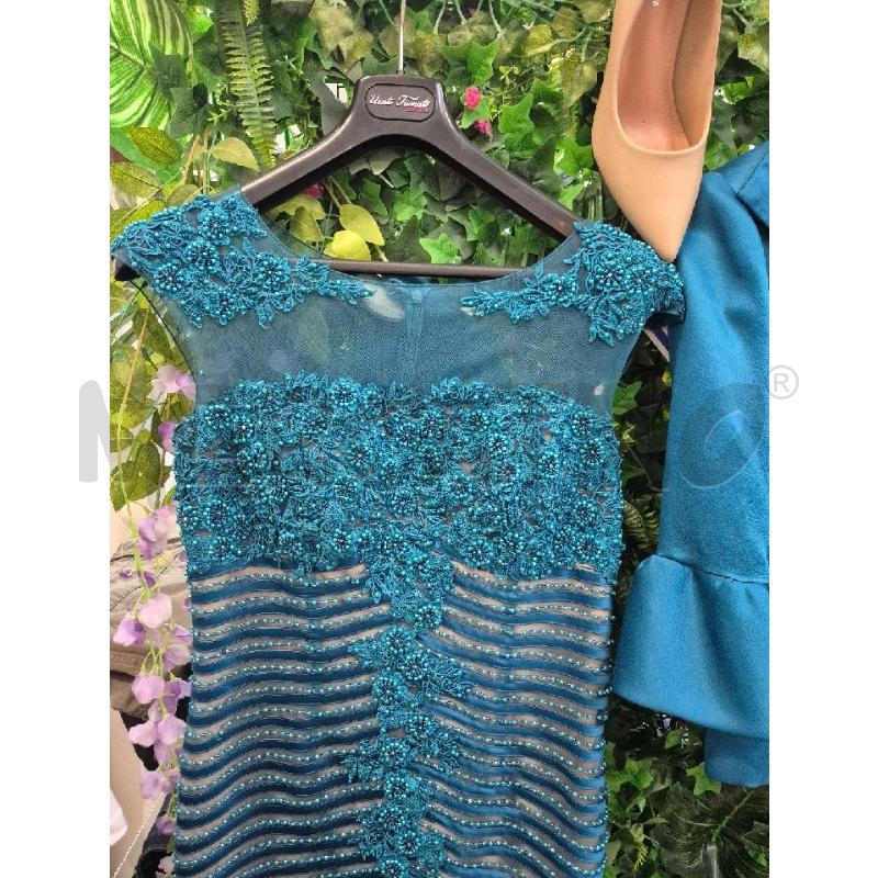 VESTITO DONNA CARMEN CARA TURCHESE CON PERLINE  | Mercatino dell'Usato Trapani via libica 2