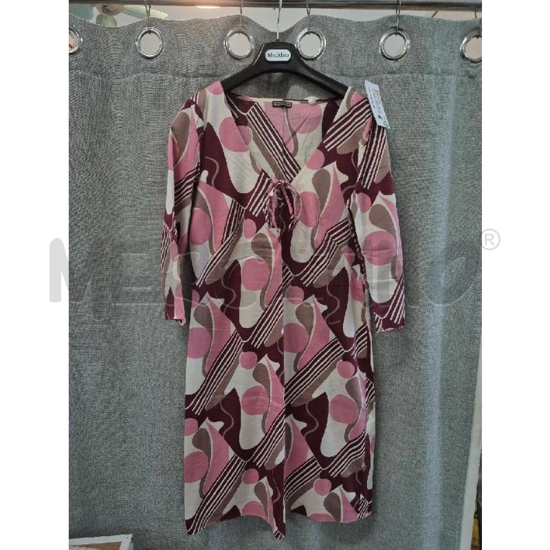 VESTITO DONNA MALIPARMI BIANCO DISEGNI FUCSIA E VIOLA  | Mercatino dell'Usato Trapani via libica 1