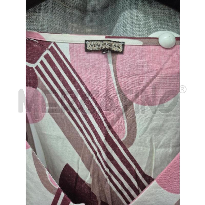 VESTITO DONNA MALIPARMI BIANCO DISEGNI FUCSIA E VIOLA  | Mercatino dell'Usato Trapani via libica 2