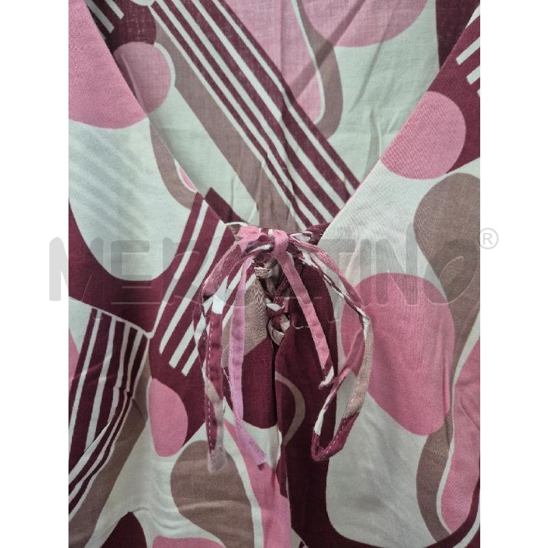 VESTITO DONNA MALIPARMI BIANCO DISEGNI FUCSIA E VIOLA  | Mercatino dell'Usato Trapani via libica 3