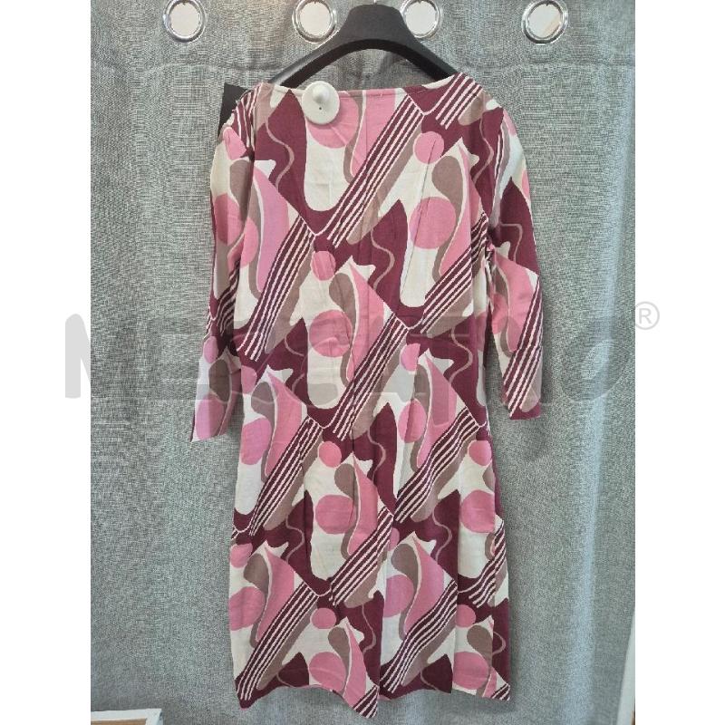 VESTITO DONNA MALIPARMI BIANCO DISEGNI FUCSIA E VIOLA  | Mercatino dell'Usato Trapani via libica 4