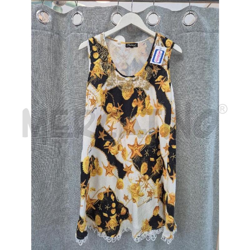 VESTITO DONNA POSITANO BIANCO STELLE MARINE PERLINE  | Mercatino dell'Usato Trapani via libica 1