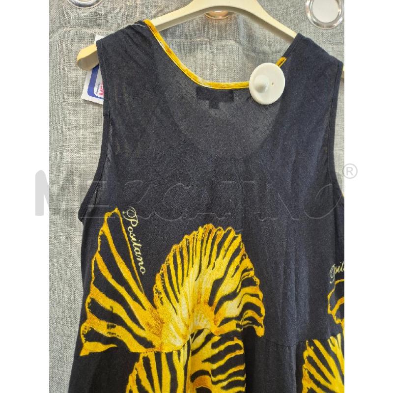 VESTITO DONNA POSITANO NERO E GIALLO LUNGO CON PERLÒINE  | Mercatino dell'Usato Trapani via libica 4