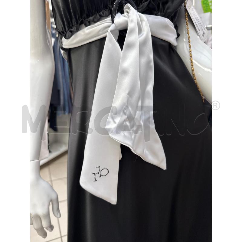 VESTITO DONNA ROCCOBAROCCO NERO RASO E BIANCO  | Mercatino dell'Usato Trapani via libica 2