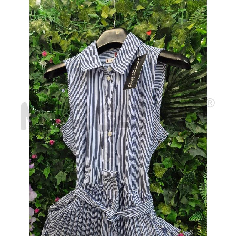 VESTITO DONNA TOMMY RIGHE BIANCHE E BLU PLISSETTATO  | Mercatino dell'Usato Trapani via libica 2