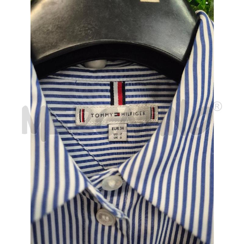 VESTITO DONNA TOMMY RIGHE BIANCHE E BLU PLISSETTATO  | Mercatino dell'Usato Trapani via libica 3