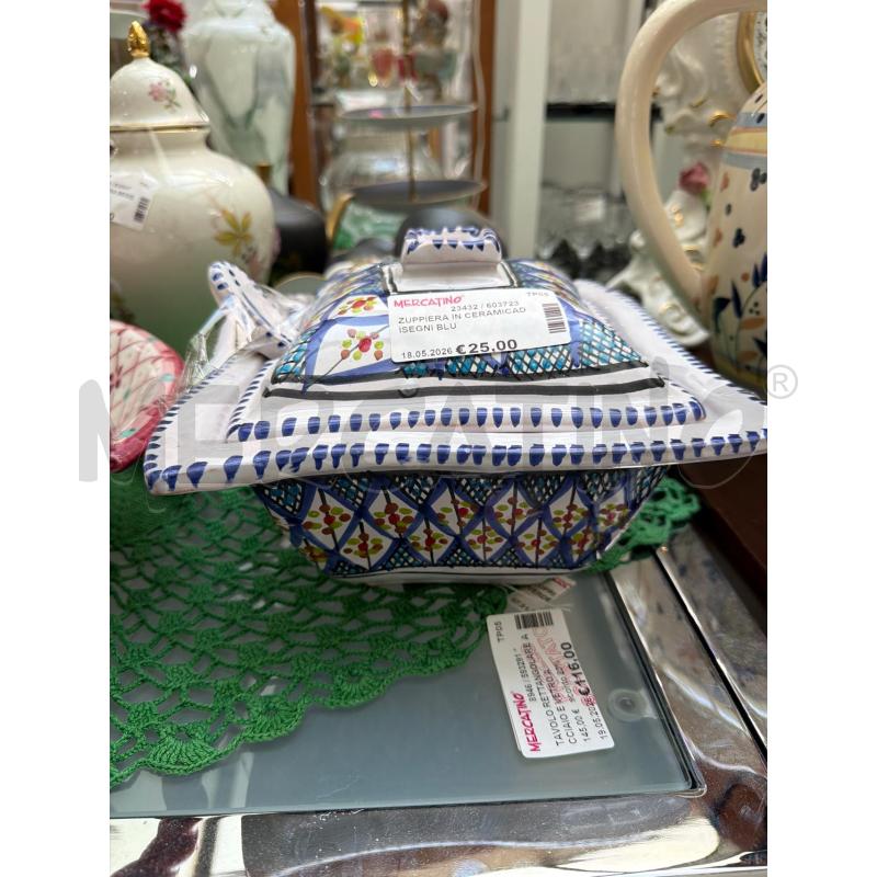 ZUPPIERA IN CERAMICADISEGNI BLU | Mercatino dell'Usato Trapani via libica 2