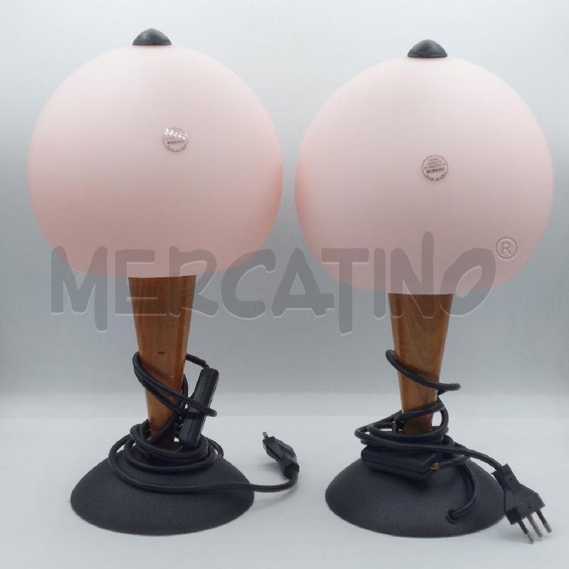 ABAT JOUR COPPIA BOCCIA VETRO MURNAO ROSA BASE NERA E COLOR LEGNO | Mercatino dell'Usato Alcamo 1