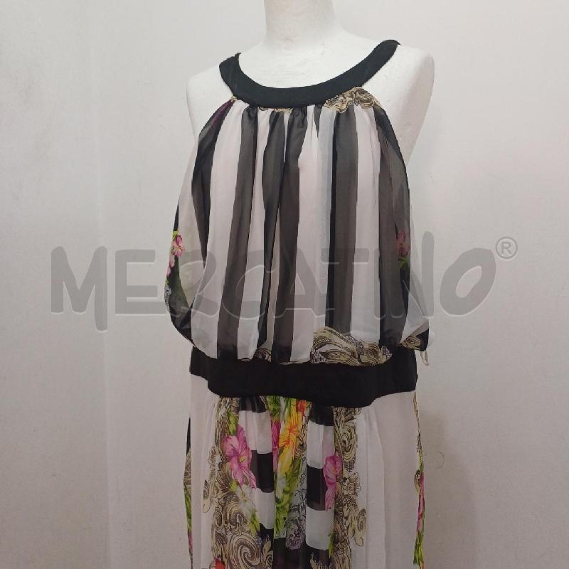 ABITO DONNA BIANCO NERO CON FIORI FUCSIA ELEGANTE SCOLLO AMERICANA ALLURE | Mercatino dell'Usato Alcamo 2