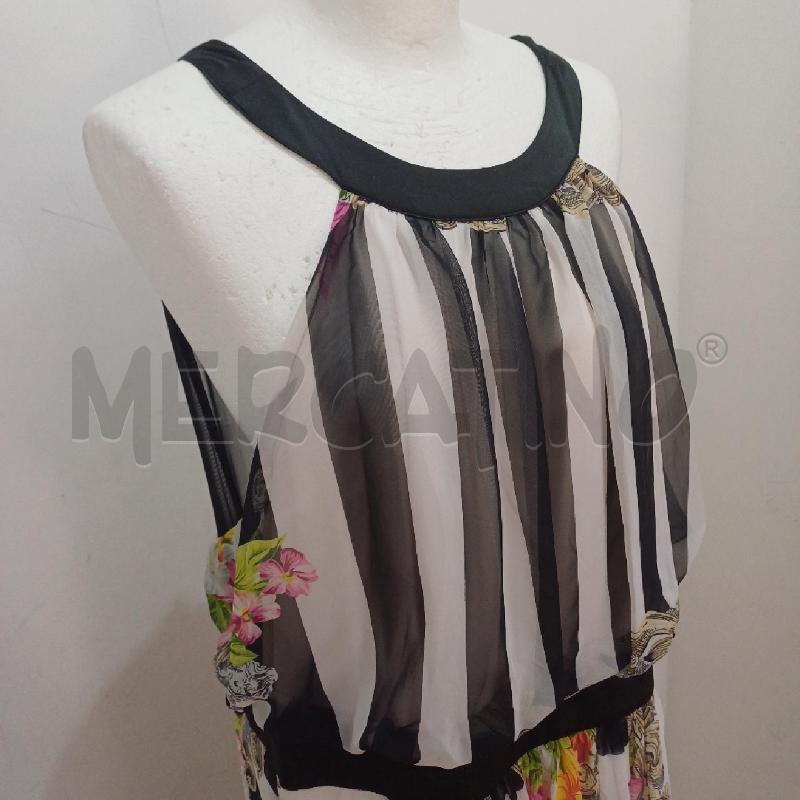 ABITO DONNA BIANCO NERO CON FIORI FUCSIA ELEGANTE SCOLLO AMERICANA ALLURE | Mercatino dell'Usato Alcamo 3