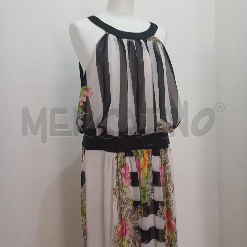 ABITO DONNA BIANCO NERO CON FIORI FUCSIA ELEGANTE SCOLLO AMERICANA ALLURE | Mercatino dell'Usato Alcamo 4