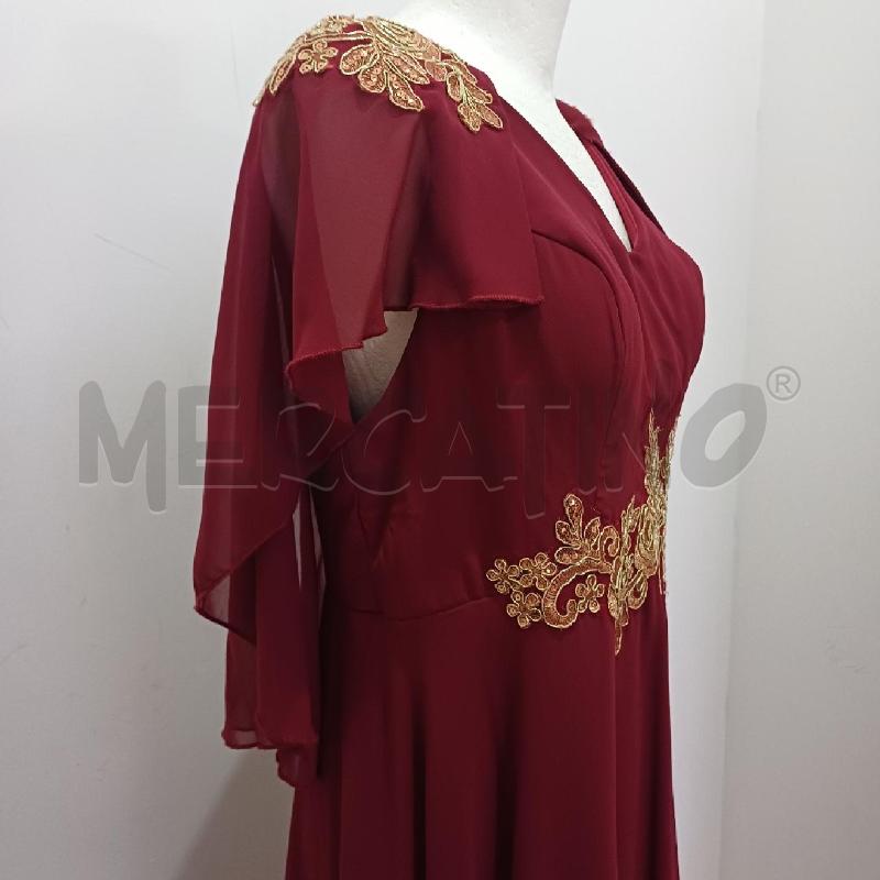 ABITO DONNA BORDEAUX ELEGANTE INSERTI DORATI LUNGO SHEIN | Mercatino dell'Usato Alcamo 4