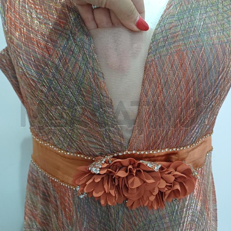 ABITO DONNA ELEGANTE ARANCIO LUREX ORO | Mercatino dell'Usato Alcamo 4