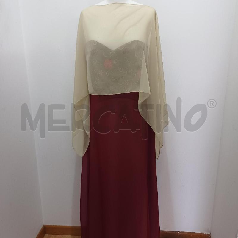 ABITO DONNA ELEGANTE PANNA SOTTO TULLE BORDEAUX+MANTELLA | Mercatino dell'Usato Alcamo 1