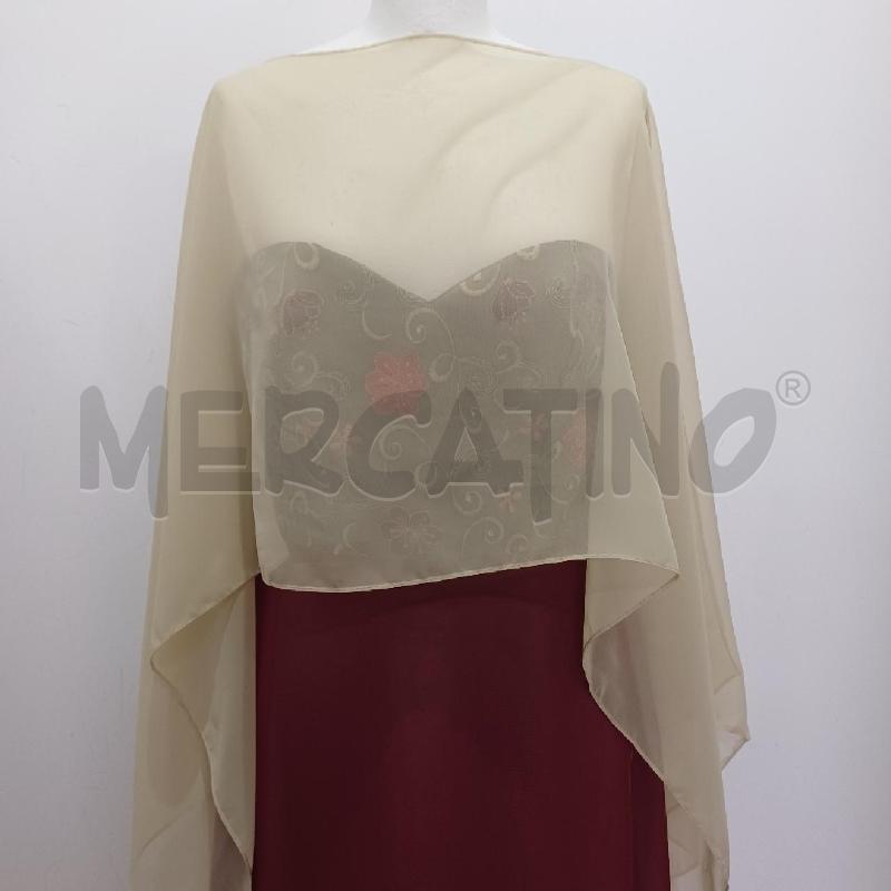 ABITO DONNA ELEGANTE PANNA SOTTO TULLE BORDEAUX+MANTELLA | Mercatino dell'Usato Alcamo 2