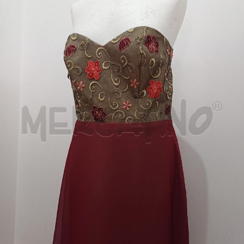 ABITO DONNA ELEGANTE PANNA SOTTO TULLE BORDEAUX+MANTELLA | Mercatino dell'Usato Alcamo 3