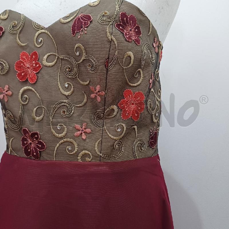 ABITO DONNA ELEGANTE PANNA SOTTO TULLE BORDEAUX+MANTELLA | Mercatino dell'Usato Alcamo 4