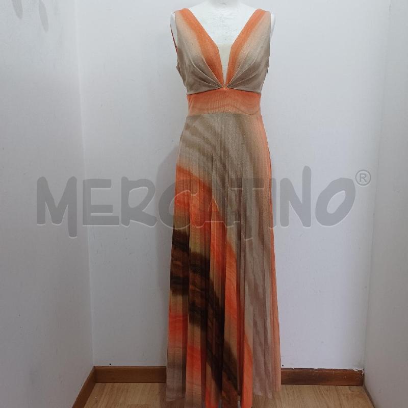 ABITO DONNA ELEGANTE PLISSE' EDAS ARANCIO PANNA | Mercatino dell'Usato Alcamo 1