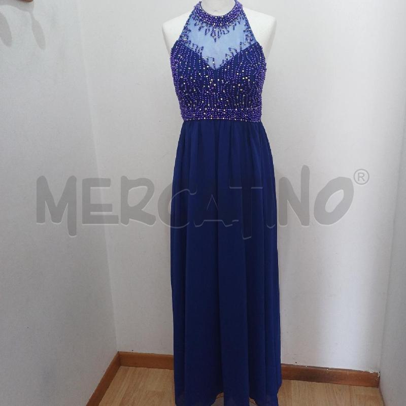 ABITO DONNA ELEGANTE SCOLLO AMERICANA BLU ELETTRICO PERLINE | Mercatino dell'Usato Alcamo 1