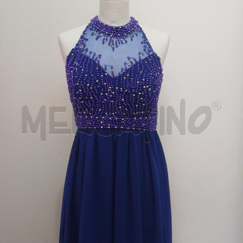 ABITO DONNA ELEGANTE SCOLLO AMERICANA BLU ELETTRICO PERLINE | Mercatino dell'Usato Alcamo 2