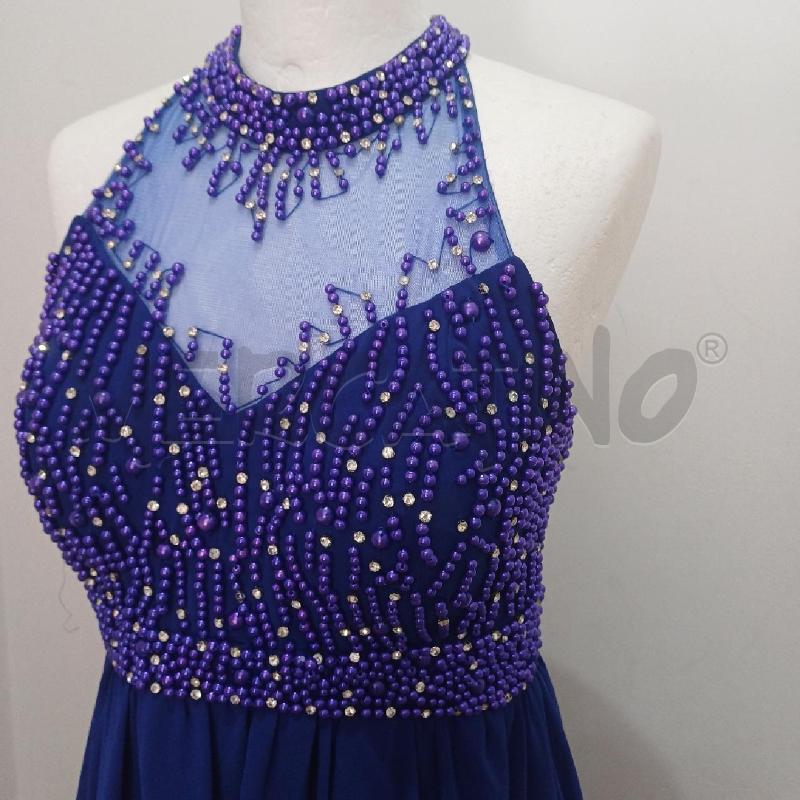 ABITO DONNA ELEGANTE SCOLLO AMERICANA BLU ELETTRICO PERLINE | Mercatino dell'Usato Alcamo 3