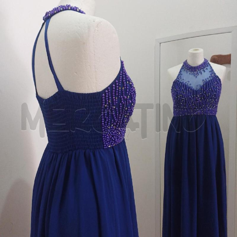 ABITO DONNA ELEGANTE SCOLLO AMERICANA BLU ELETTRICO PERLINE | Mercatino dell'Usato Alcamo 4