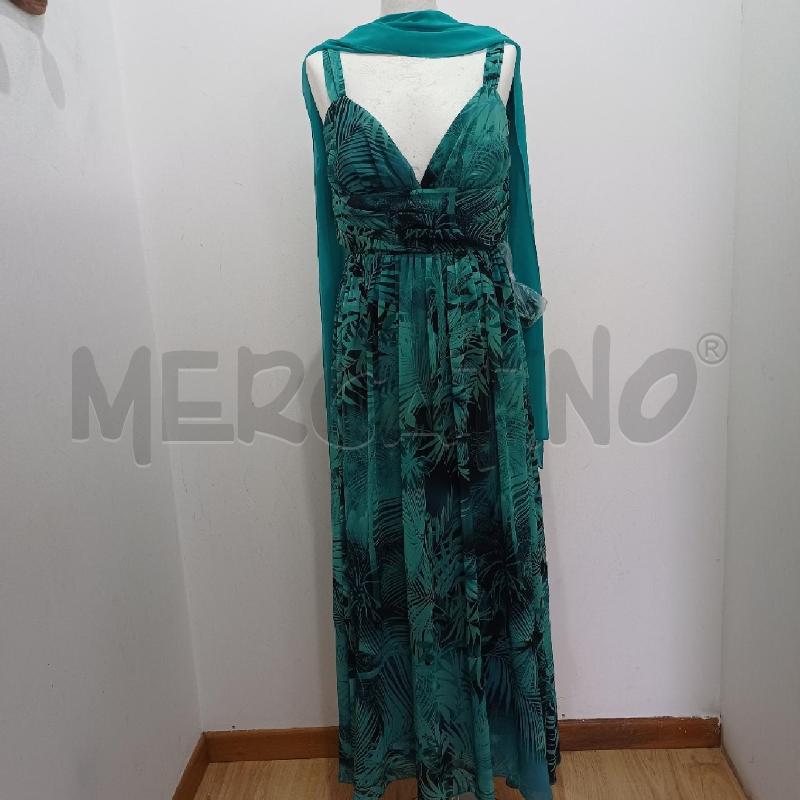 ABITO DONNA ELEGANTE VERDE FANTASIA NERO NUALY+STOLA | Mercatino dell'Usato Alcamo 1