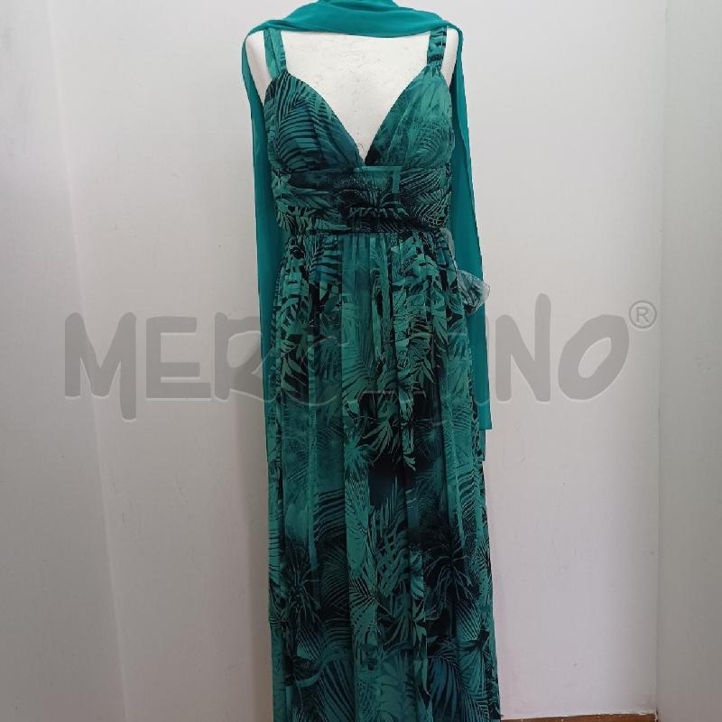 ABITO DONNA ELEGANTE VERDE FANTASIA NERO NUALY+STOLA | Mercatino dell'Usato Alcamo 4
