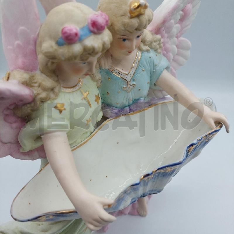 ACQUASANTIERA BISCUIT 2 ANGELI BIANCO ROSA VERDE  | Mercatino dell'Usato Alcamo 2