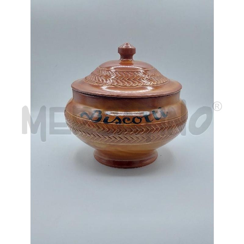 BISCOTTIERA CERAMICA MARRONE CON COPERCHIO | Mercatino dell'Usato Alcamo 1
