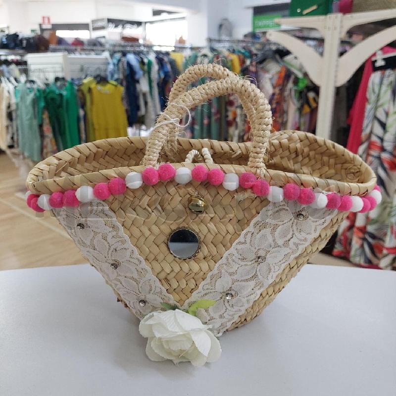 BORSA DONNA COFFA PALLINE ROSA BIANCO  | Mercatino dell'Usato Alcamo 1