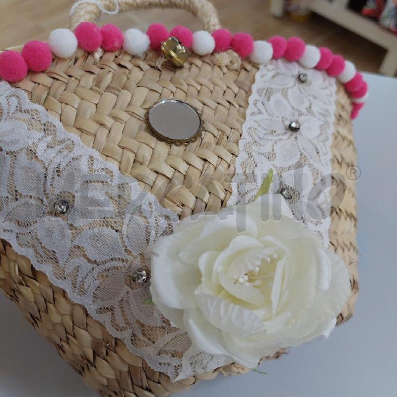 BORSA DONNA COFFA PALLINE ROSA BIANCO  | Mercatino dell'Usato Alcamo 2
