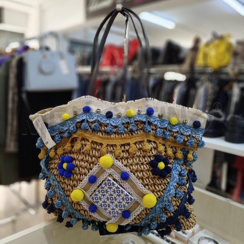 BORSA DONNA IUTA TERRANOVA-CREAZIONE ARTIGIANALE GIALLO BLU | Mercatino dell'Usato Alcamo 1