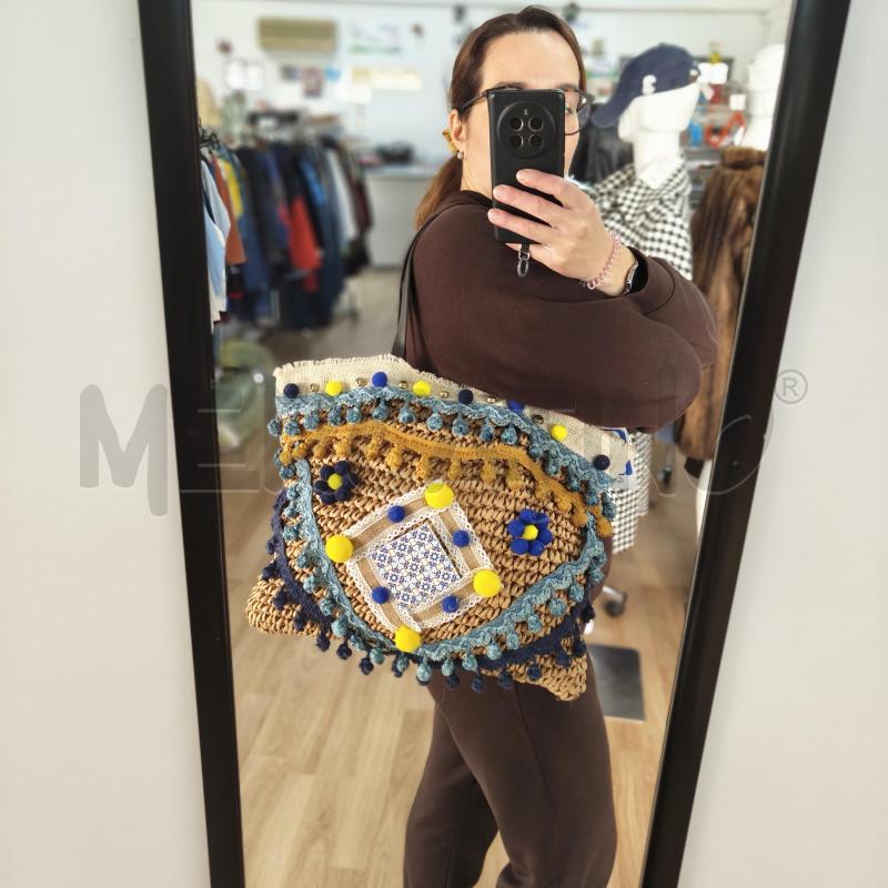 BORSA DONNA IUTA TERRANOVA-CREAZIONE ARTIGIANALE GIALLO BLU | Mercatino dell'Usato Alcamo 2