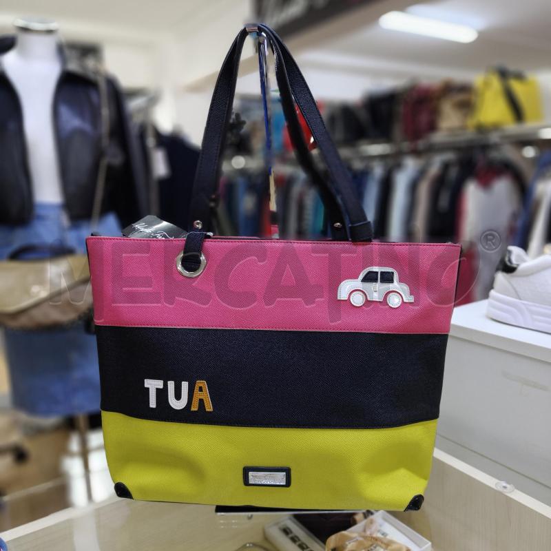 BORSA DONNA SHOPPER BRACCIALINI NERA FUCSIA GIALLA | Mercatino dell'Usato Alcamo 2