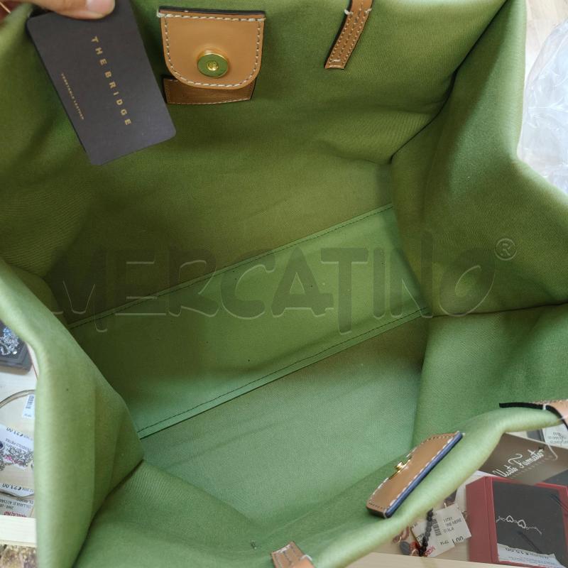 BORSA DONNA THE BRIDGE TESSUTO E PELLE PANNA E VERDE | Mercatino dell'Usato Alcamo 4