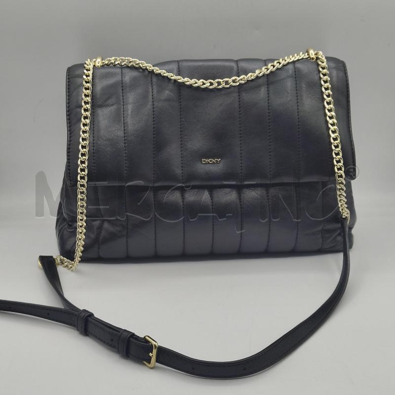 BORSA TRACOLLA DKNY NERA PELLE CON CATENA DORATA | Mercatino dell'Usato Alcamo 1