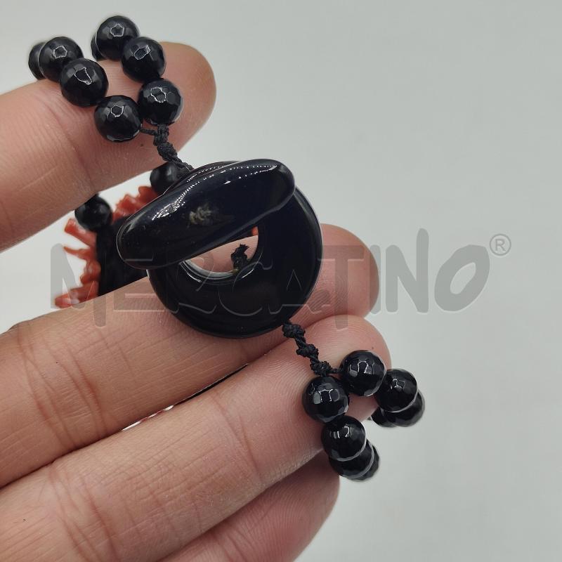BRACCIALE PIETRE NERE E CORALLO  | Mercatino dell'Usato Alcamo 4