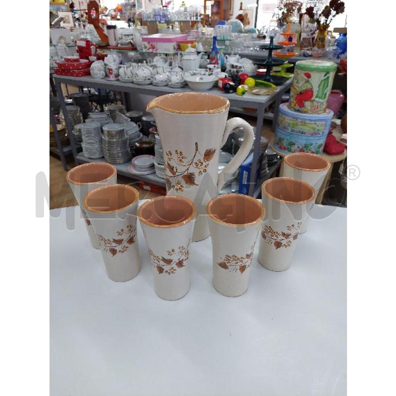 BROCCA CERAMICA CON SPIGHE + 6 BICCHIERI ALTI | Mercatino dell'Usato Alcamo 1
