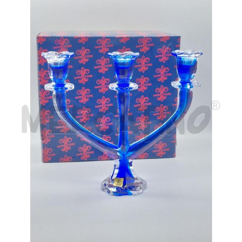 CANDELABRO CRISTALLO BLU IMPERATORE 3 CANDELE | Mercatino dell'Usato Alcamo 1